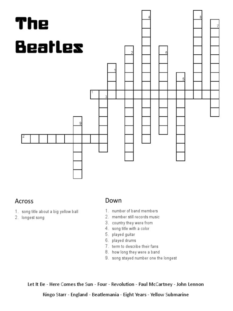The Beatles Crossword