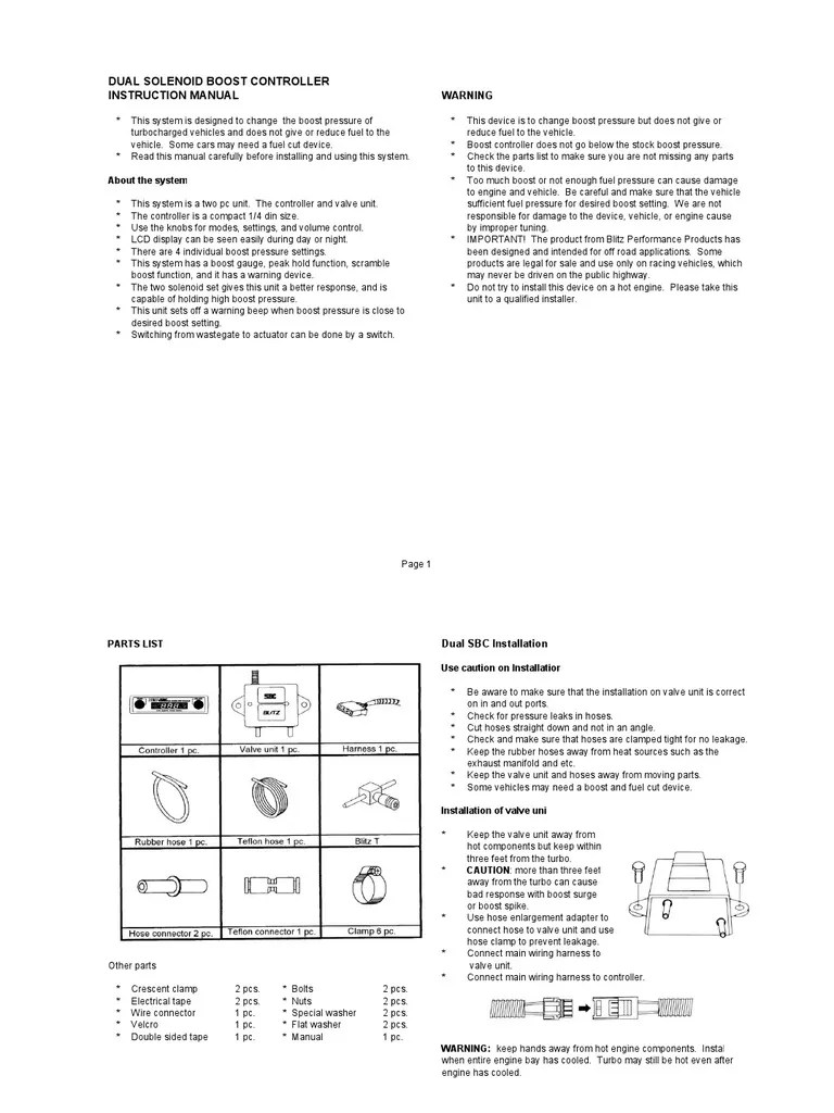 Blitz DUAL SBC Installation | PDF | Turbocharger | Valve