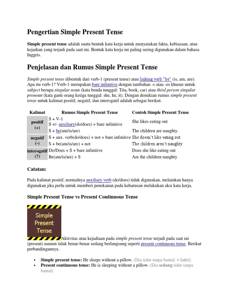 Arti Tenses Dalam Bahasa Inggris