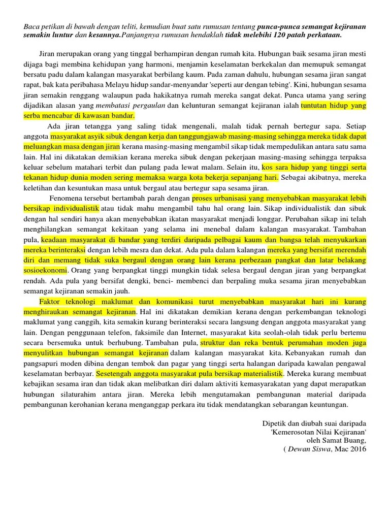 Semangat Kejiranan Semakin Luntur - englshlopo