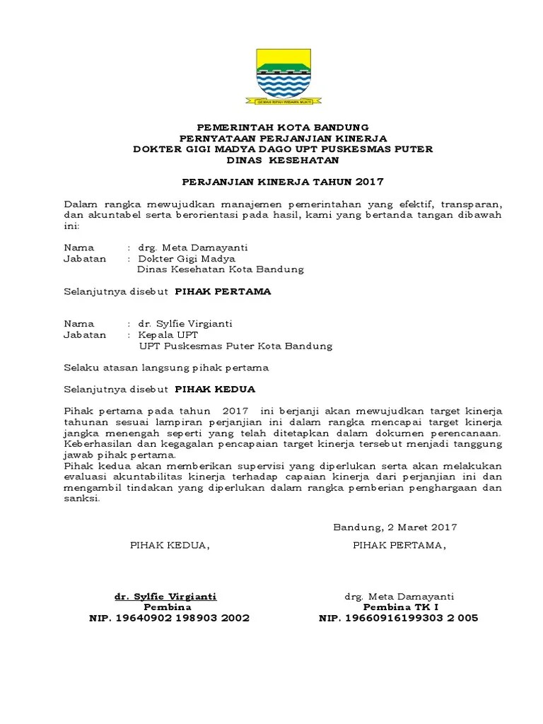 PERJANJIAN KINERJA STAF Drg. Meta | PDF