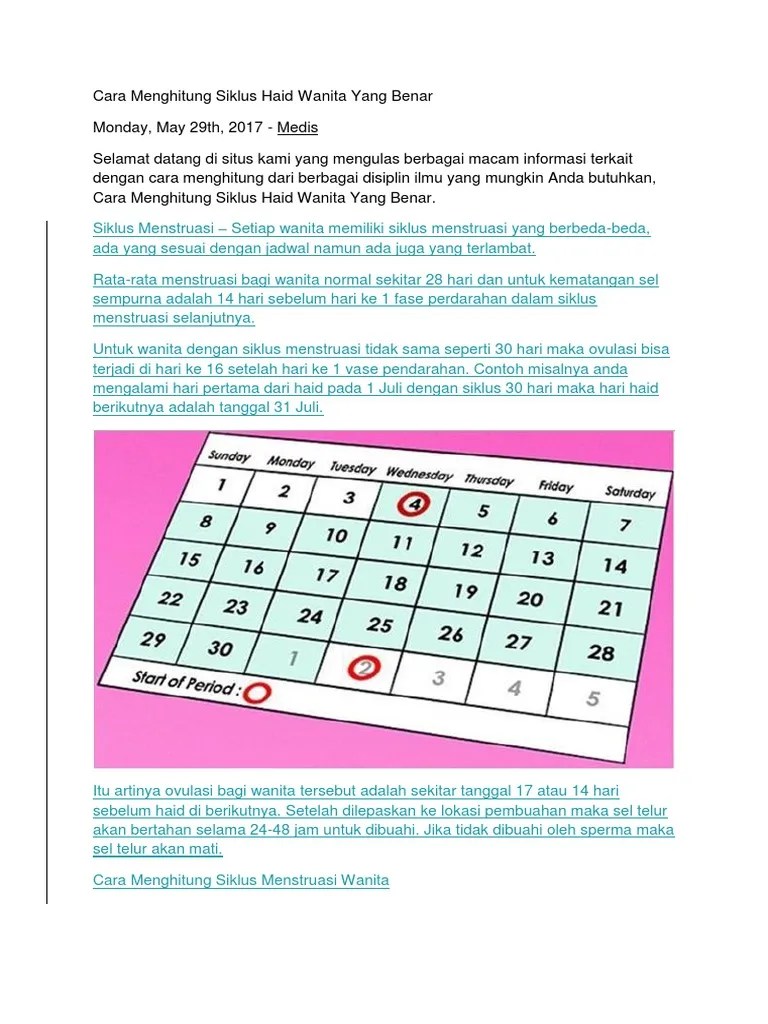 Cara Menghitung Siklus Haid - Neofotografi