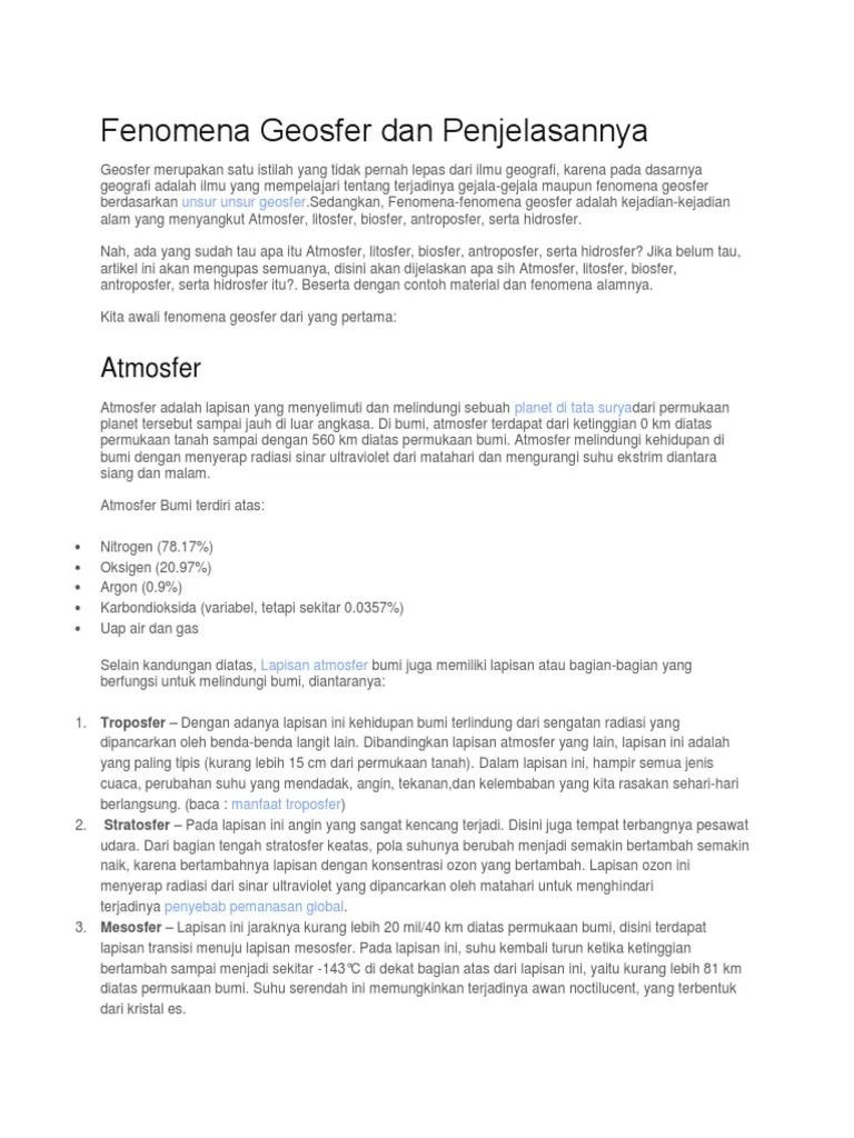 Fenomena Geosfer Dan Penjelasannya | PDF