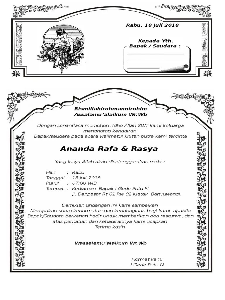 Contoh Draft Undangan Khitan | PDF