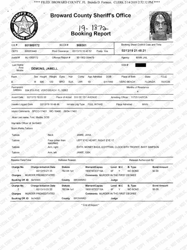 Broward County's YNW Melly Arrest Documents PDF Crime & Violence