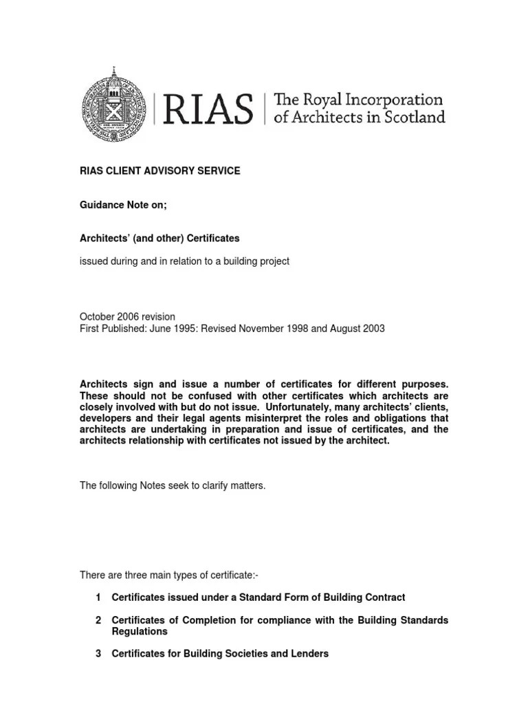 Guide to Architects Certificates Architect Virtue