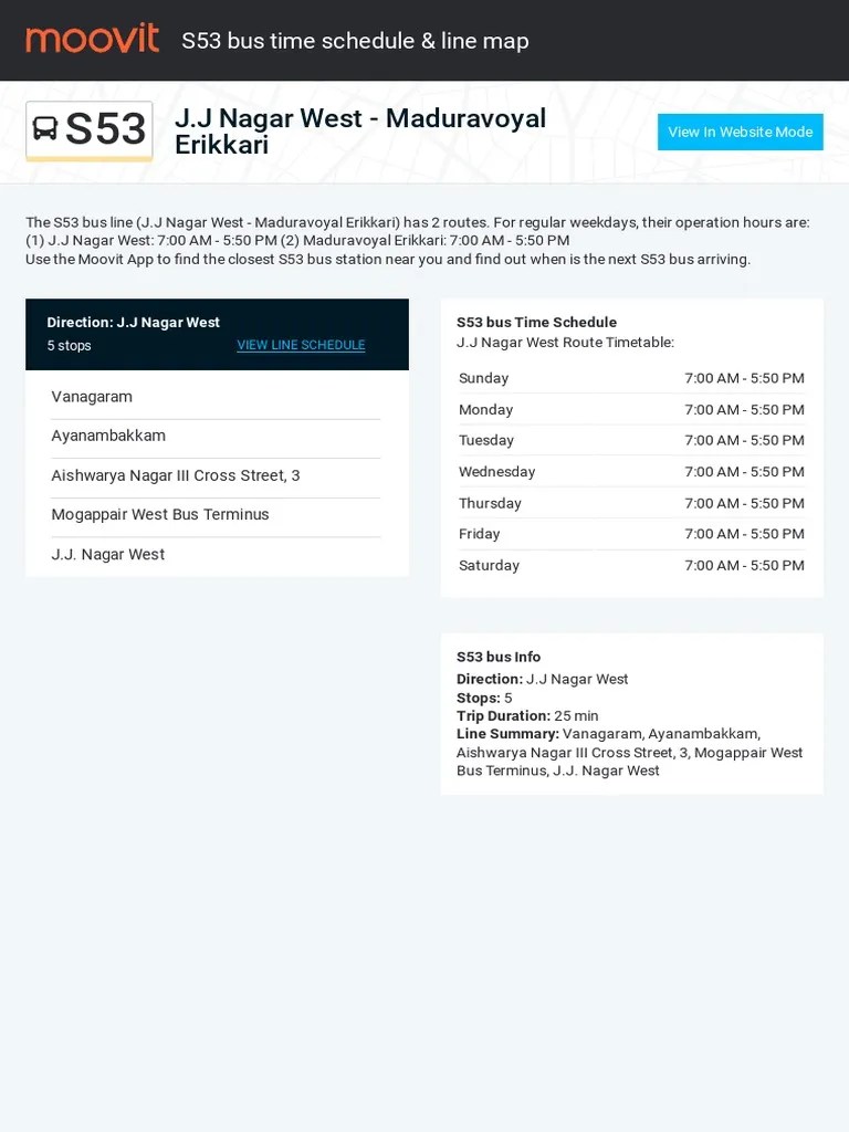 J.J Nagar West Maduravoyal Erikkari S53 Bus Time Schedule & Line Map