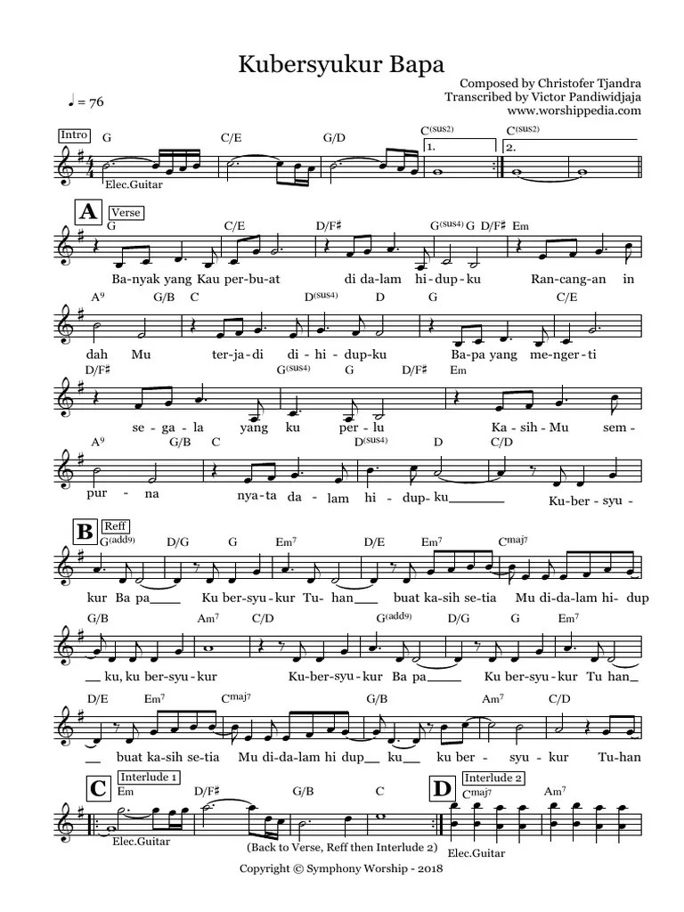 Ku Bersyukur Bapa Lirik Chord