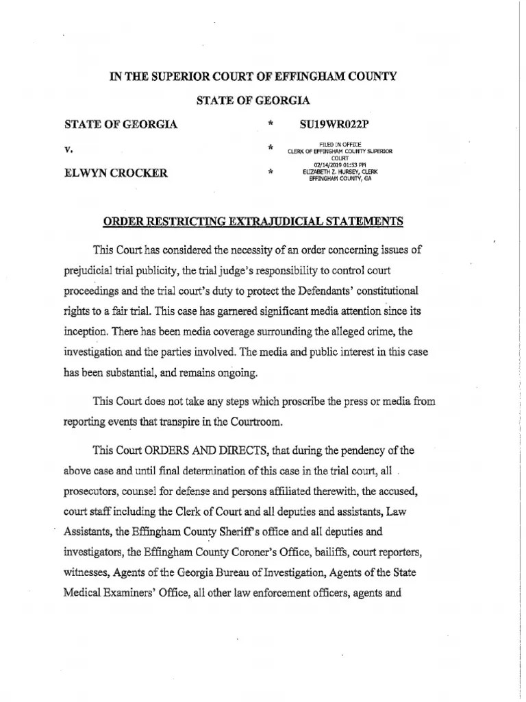 Gag orders Crocker case