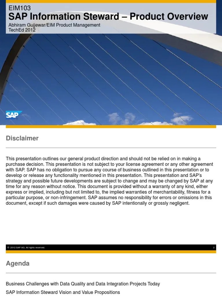 Sap Information Steward Product Overview Abhiram Gujjewar/Eim