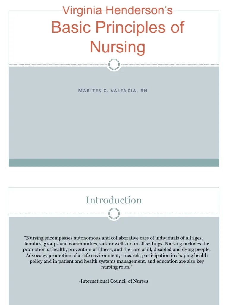 Basic Principles of Nursing PDF Nursing Theory