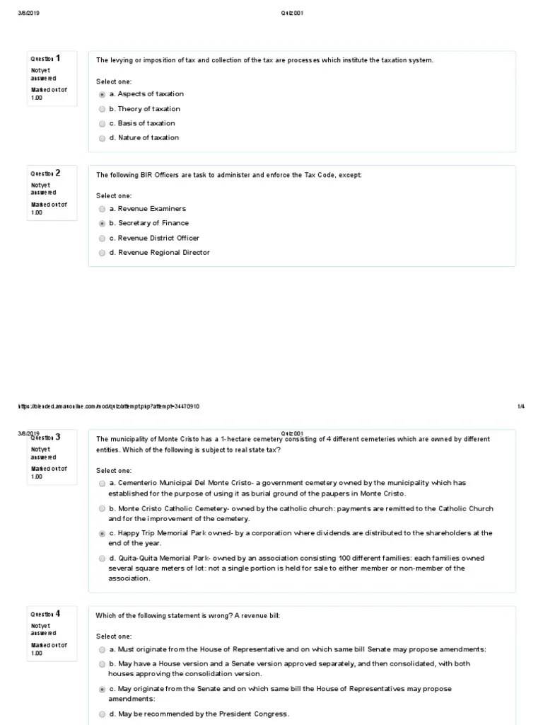 Quiz 001 80 PDF United States House Of Representatives Tax Exemption