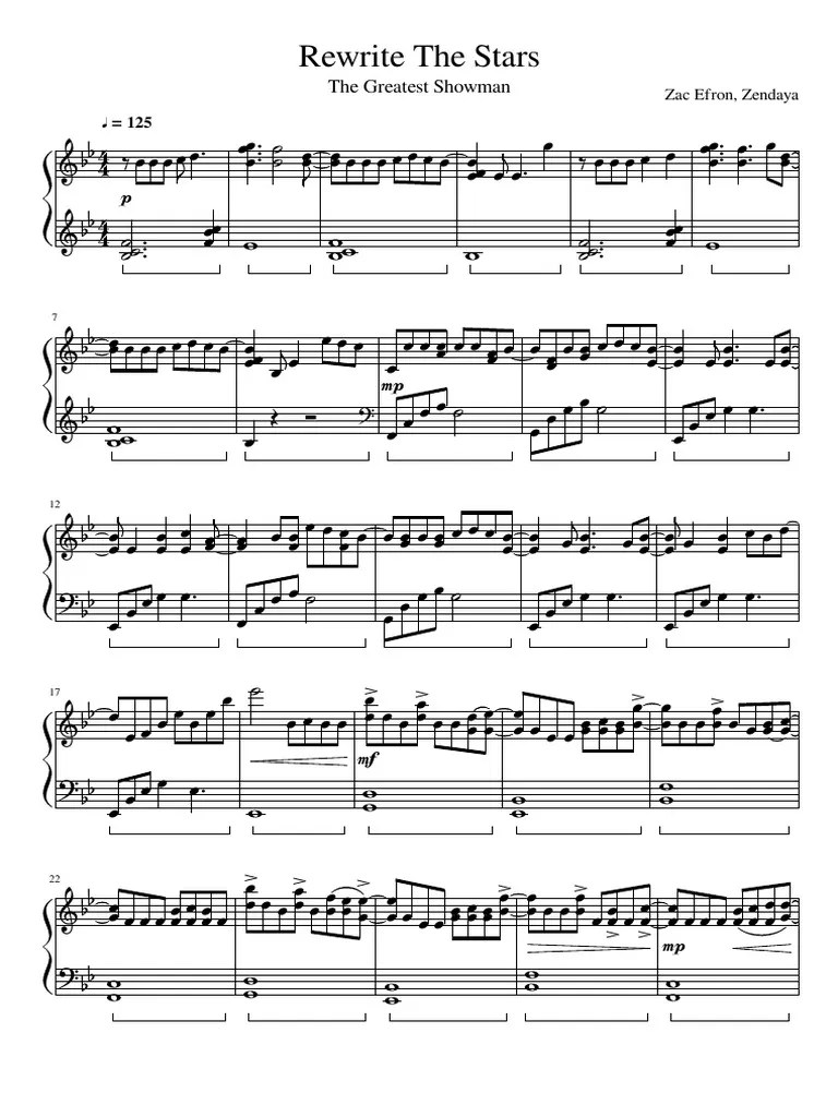 Rewrite the Stars Piano Music Sheet