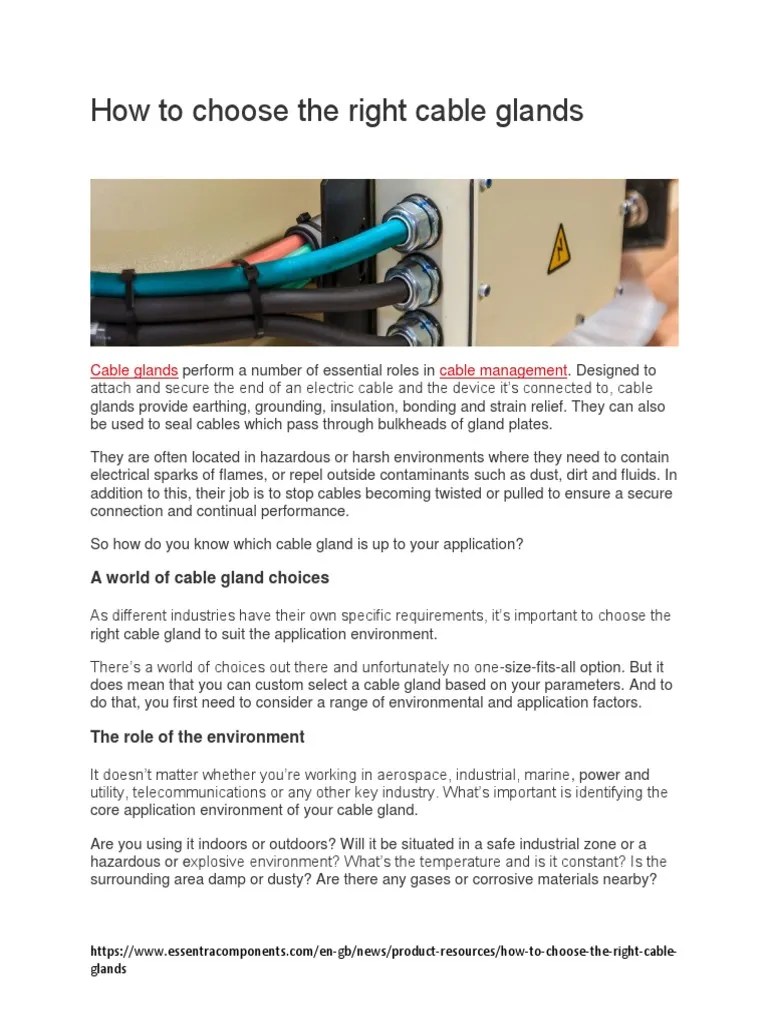 How To Choose The Right Cable Glands PDF Interference Coaxial Cable