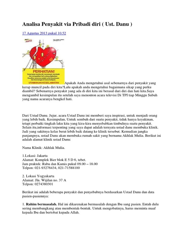 Penyebab Penyakit Kelenjar Getah Bening Menurut Ustad Danu BENIH TOKO