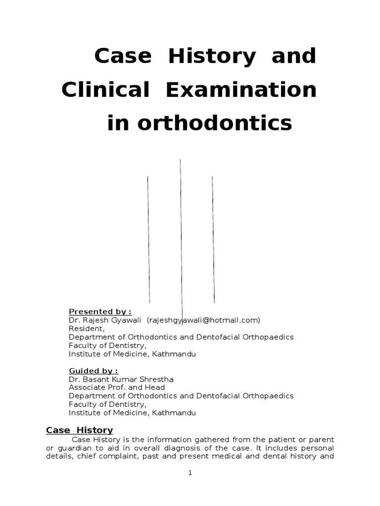 Orthodontic Case History and Clinical Examination PDF PDF Orthodontics Skull