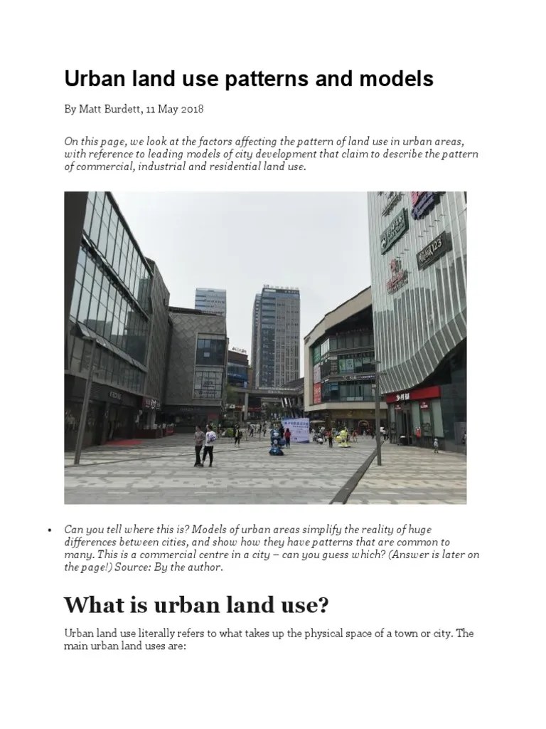 Urban Land Use Patterns and PDF City Theory