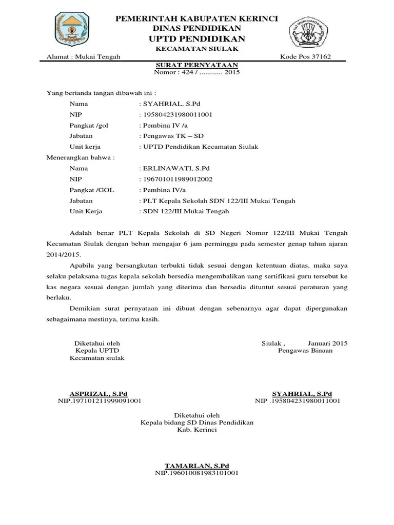 17 Contoh Surat Tugas Plt Kepala Sekolah