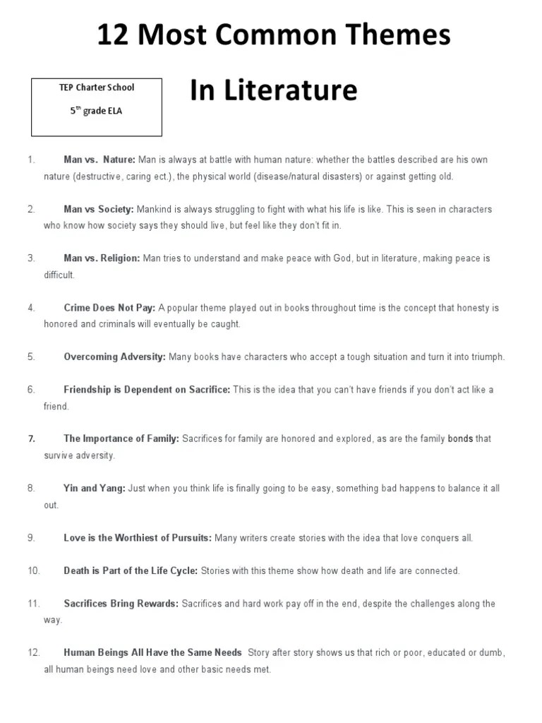 12 Most Common Themes in Literature