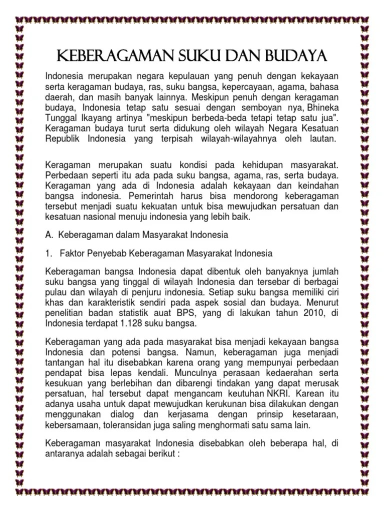 Penyebab Keberagaman Suku Bangsa Dan Budaya Di Indonesia – Belajar