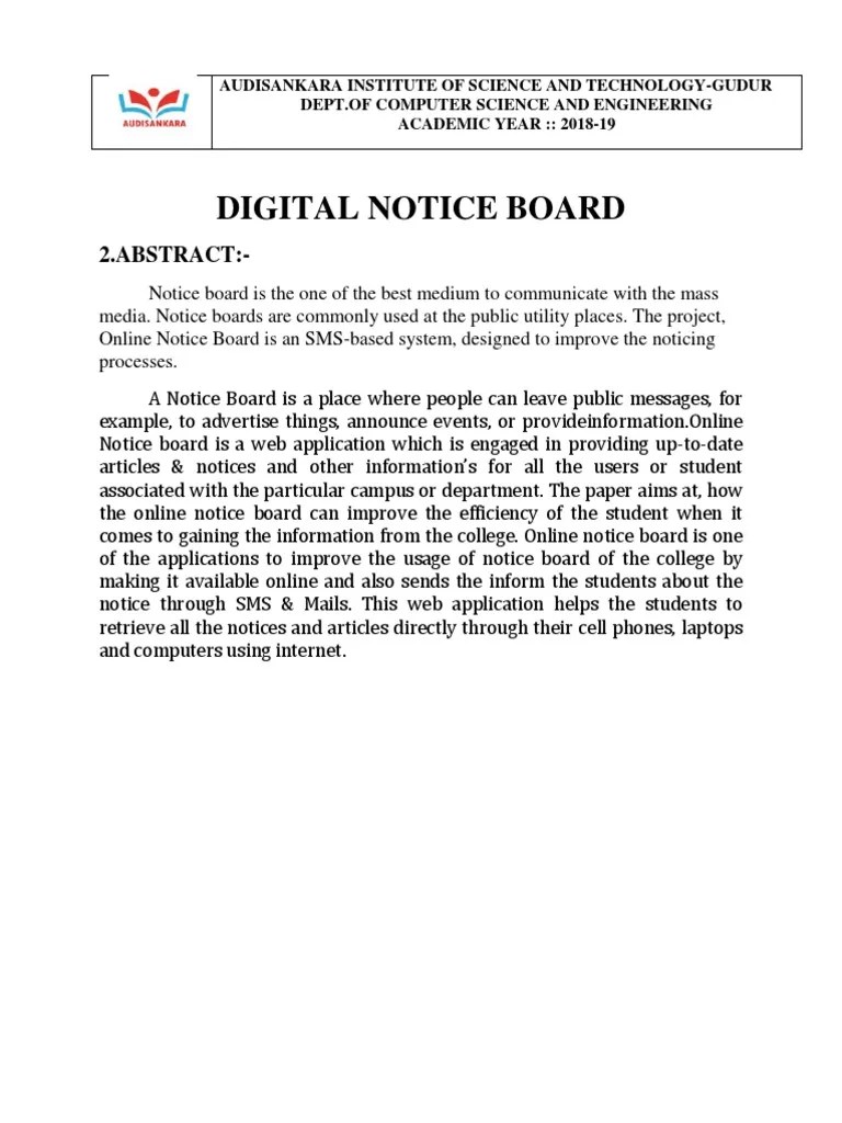 Online Notice Board Project Documentation PDF Online And Offline