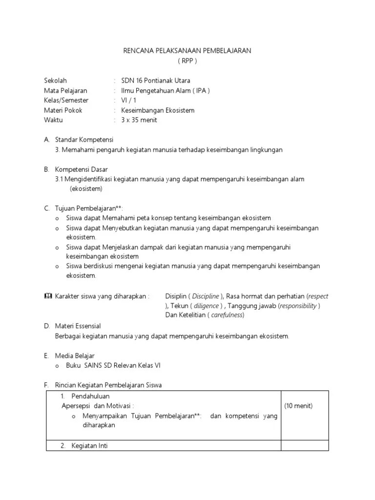 Rpp Adiwiyata Sd Kelas 6 Kurikulum 2013 web site edukasi