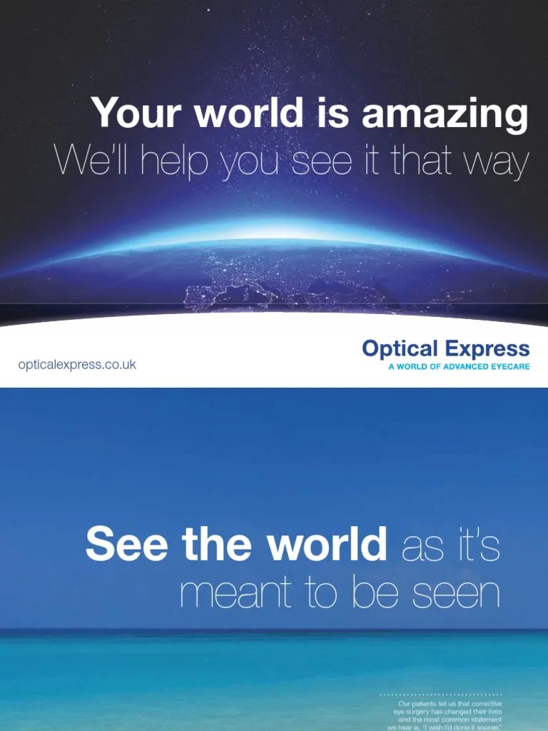 Optical Express Brochure PDF PDF Surgery Eye