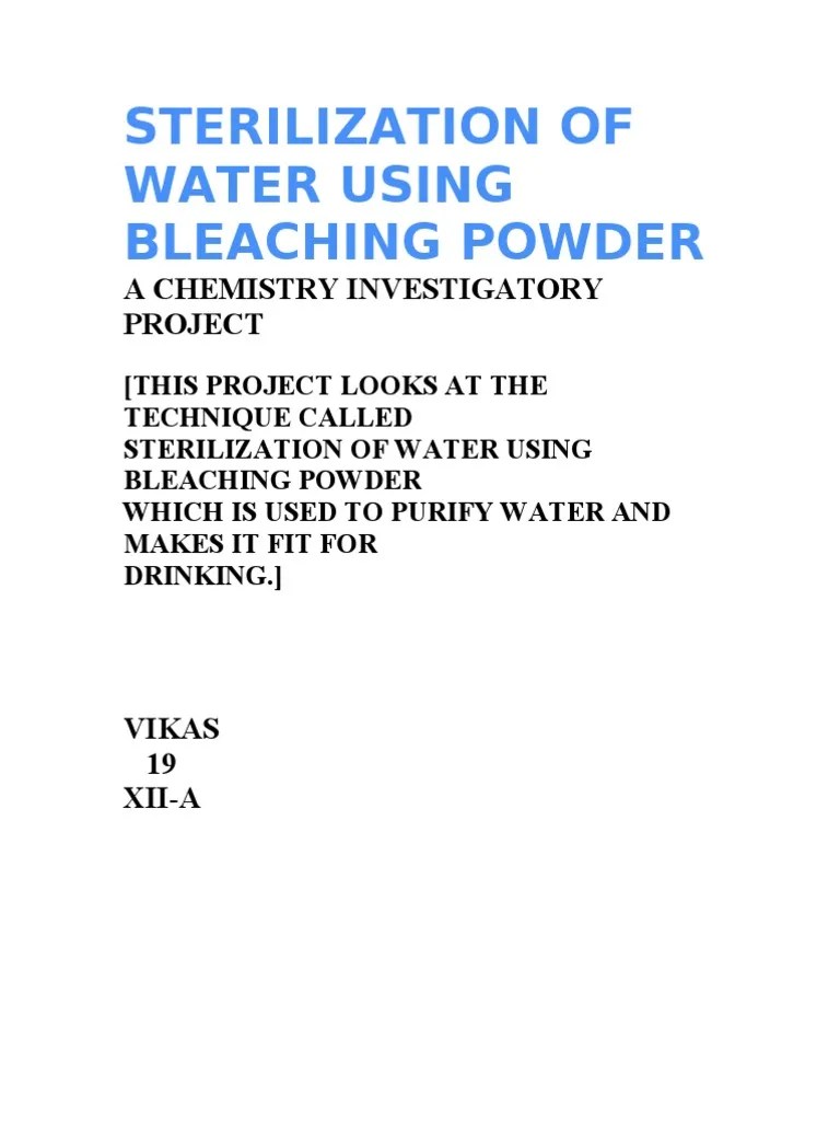 Sterilization Water Purification Bleach