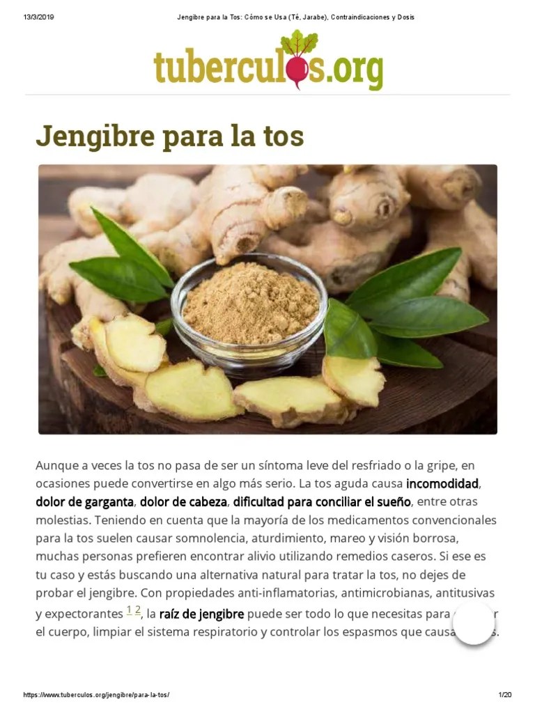 Jengibre Para La Tos_ CÃ³mo Se Usa (TÃ©, Jarabe), Contraindicaciones y