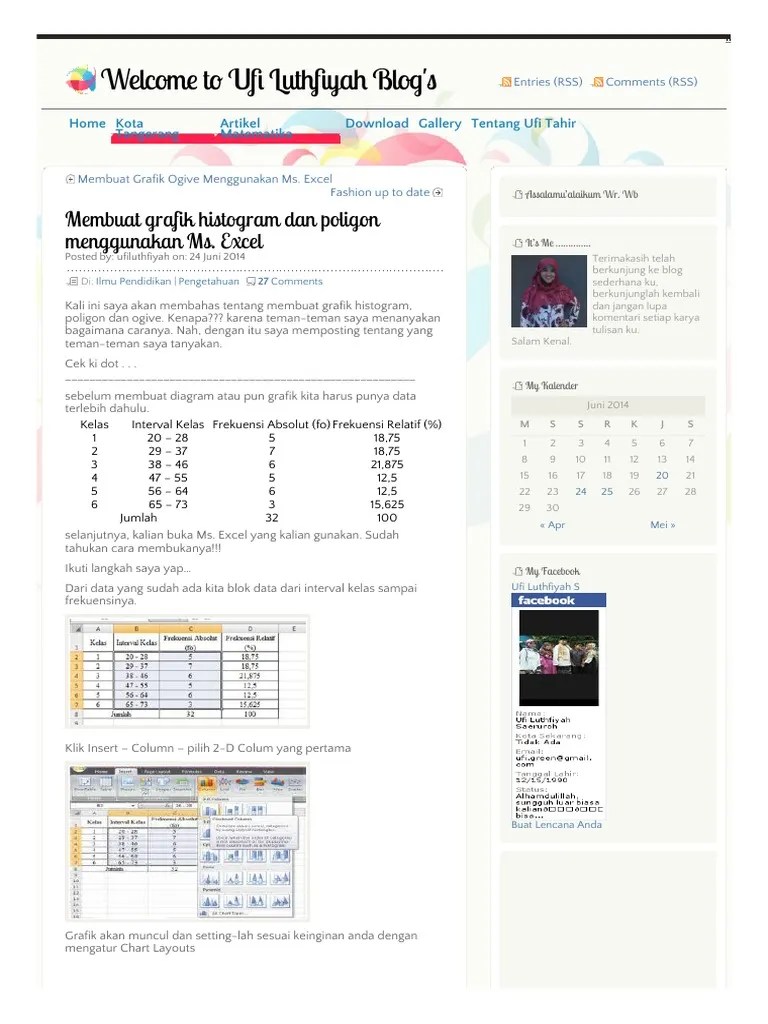 Membuat Grafik Histogram Dan Poligon Menggunakan Ms Excel - Welcome To Ufi  Luthfiyah Blog S PDF | PDF