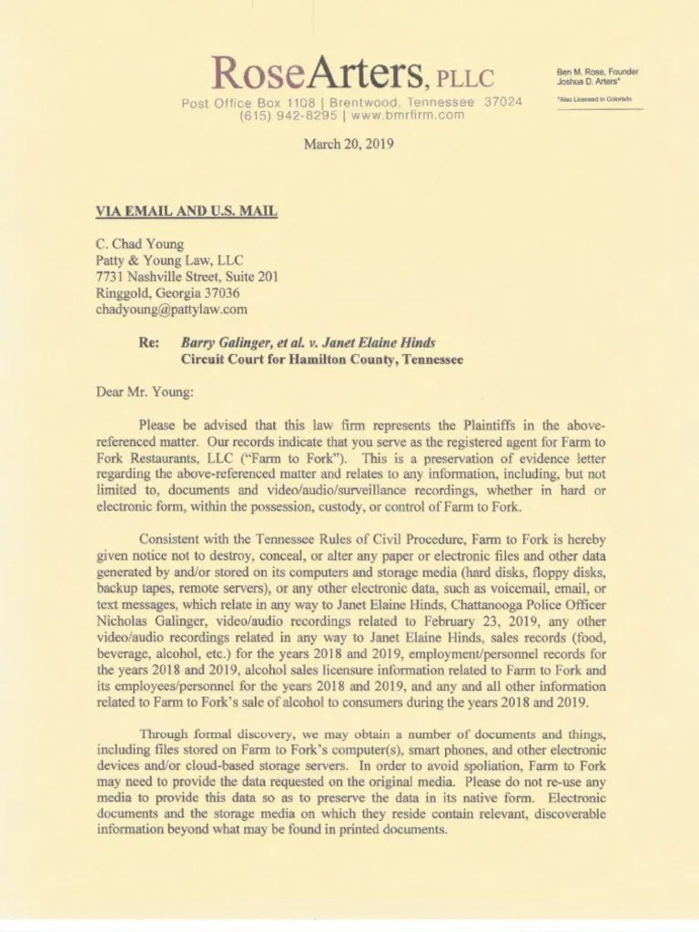Galinger v. Hinds Preservation of Evidence Letter | PDF | Backup