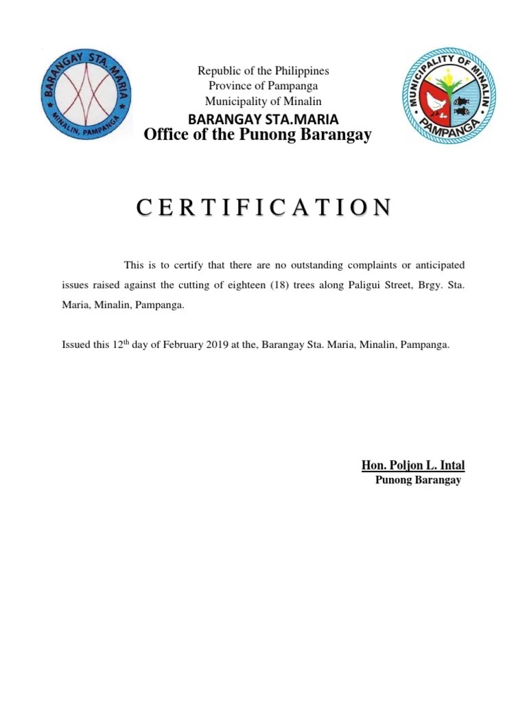 Certtification in Cutting Tree PDF