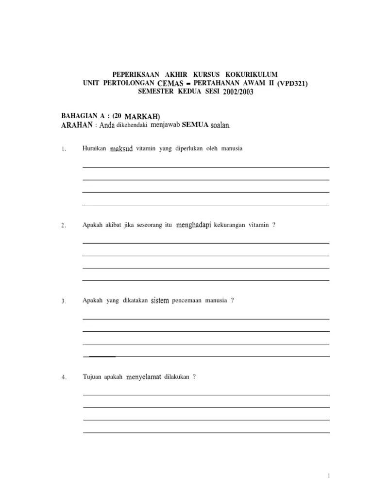 soalan pertolongan cemas