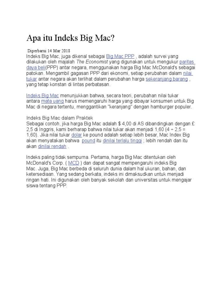 Apa Itu Indeks Big Mac | PDF