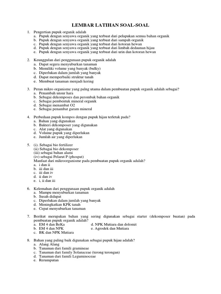 Lembar Latihan Soal Pupuk | PDF