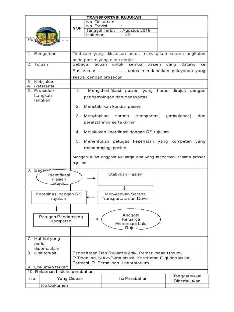 Contoh SOP Transportasi Rujukan PDF