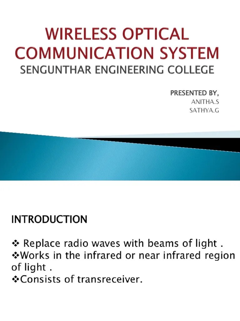 Wireless Optical Communication PDF Wireless Electrical Engineering