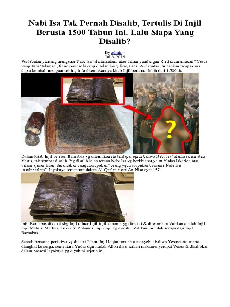 A Nabi Isa Tak Pernah Disalib | PDF