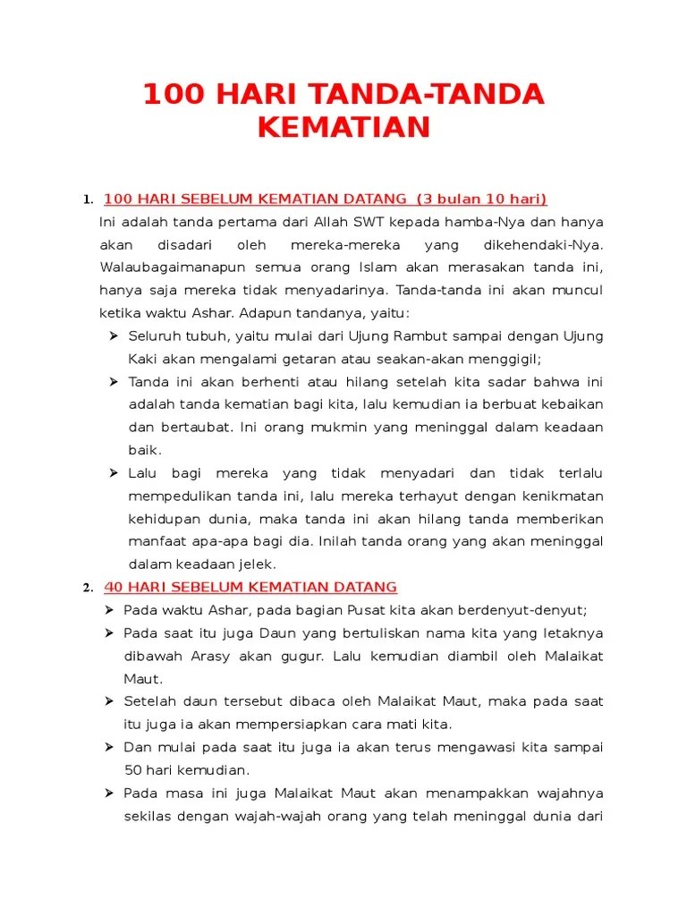 100 Hari Tanda-Tanda Kematian | PDF
