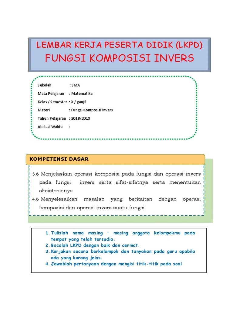 LKPD Fungsi Komposisi Invers | PDF