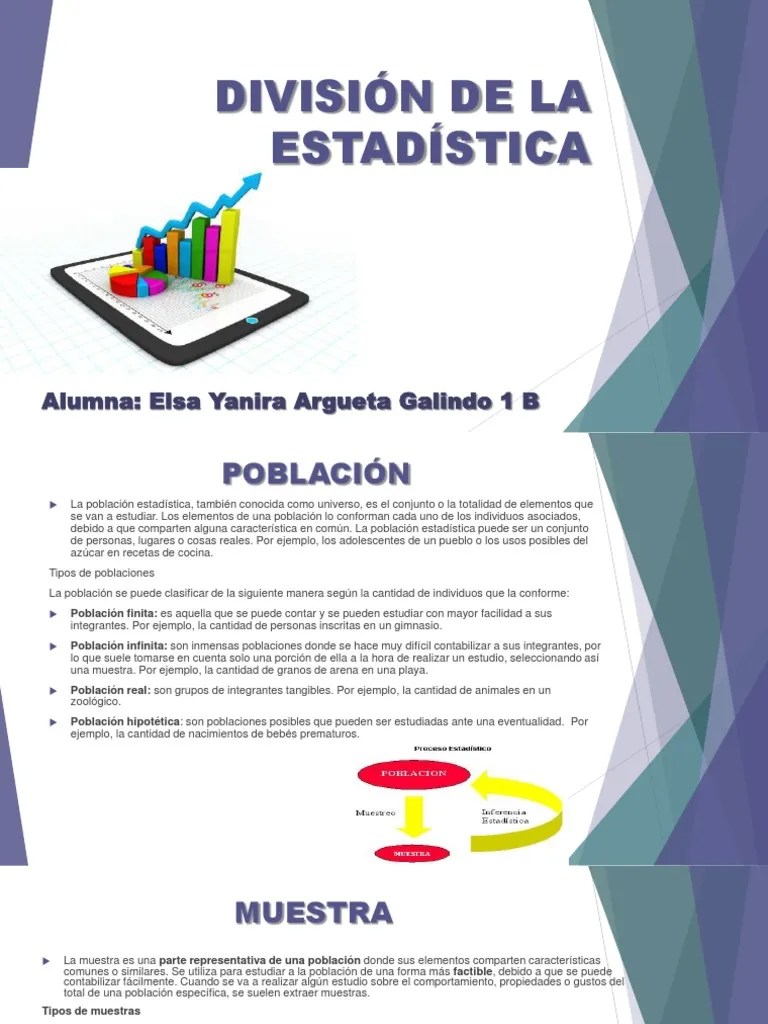 DIVISION DE LA ESTADISTICA.pptx Muestreo (Estadísticas) Estadísticas
