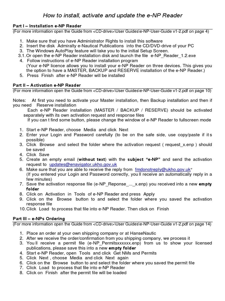 v1 2b How To Install Activate Update ENP Reader PDF Computer File System Software