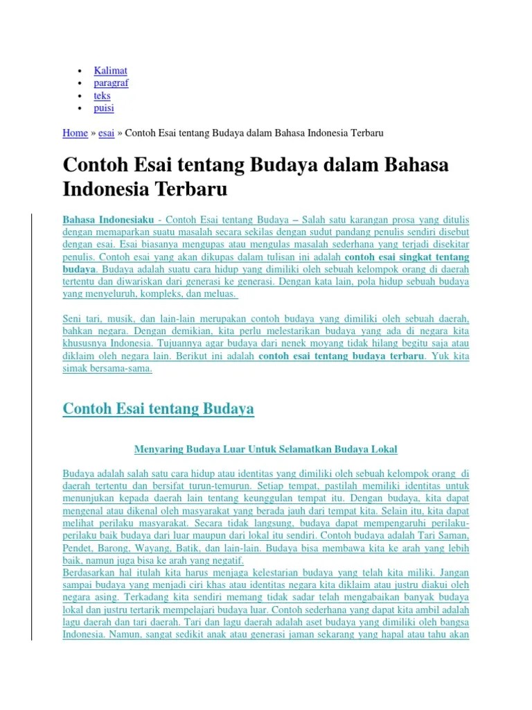 Esai Budaya Bahasa Indonesia | PDF