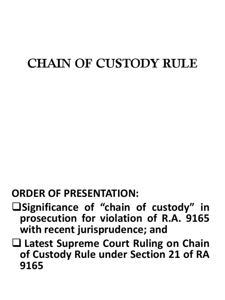 Chain of Custody Rule PDF Search Warrant Evidence (Law)