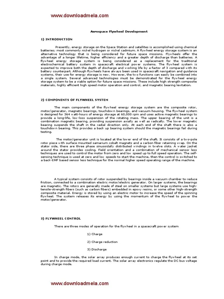 Aerospace Flywheel Development PDF Electric Motor