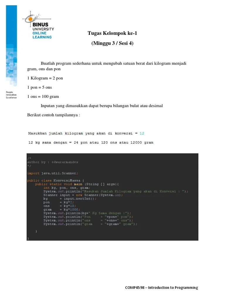 Tugas Kelompok Ke-1 (Minggu 3 / Sesi 4) : / Author By: Edwararmandes | PDF