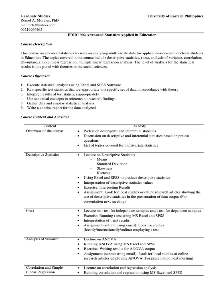 SYLLABUS IN ADVANCED STATISTICS phd.docx Student's T