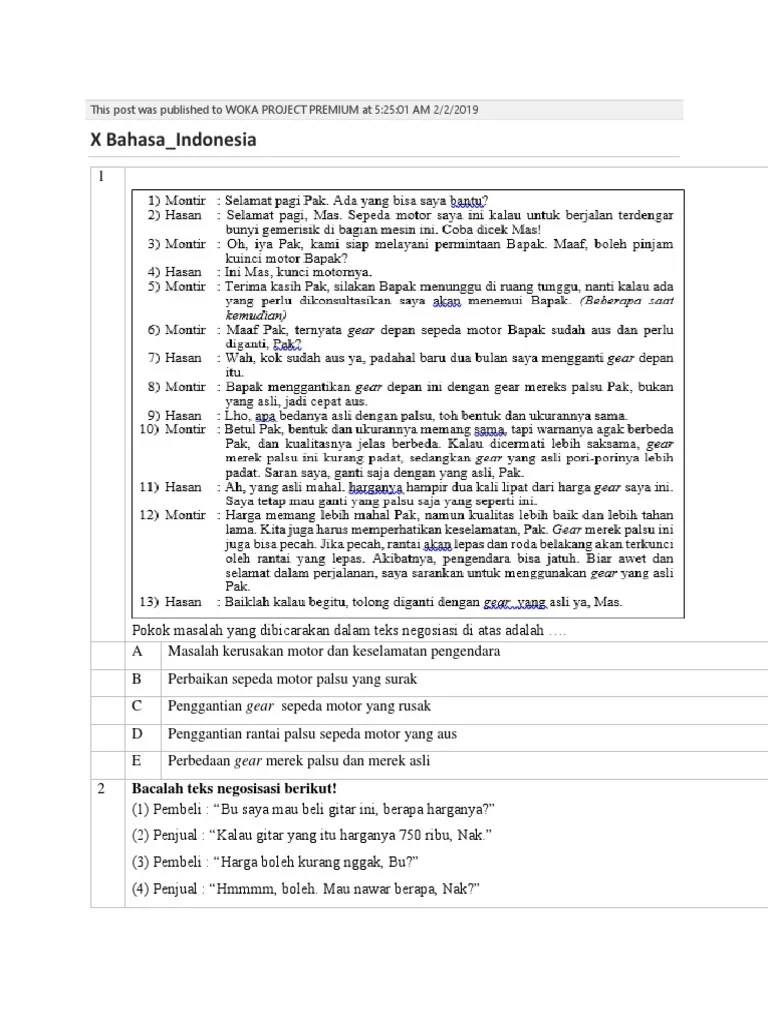 Master Template Soal Kelas X | PDF