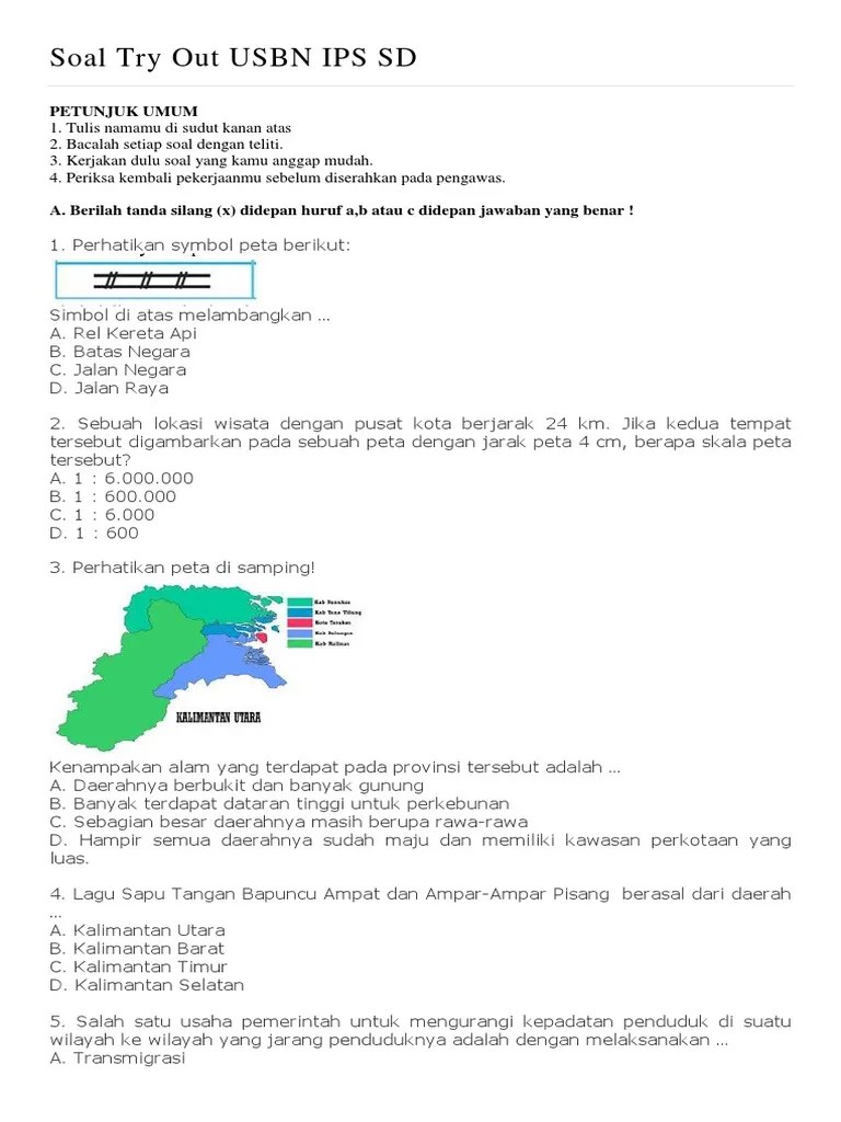 Soal Try Out USBN IPS SD | PDF