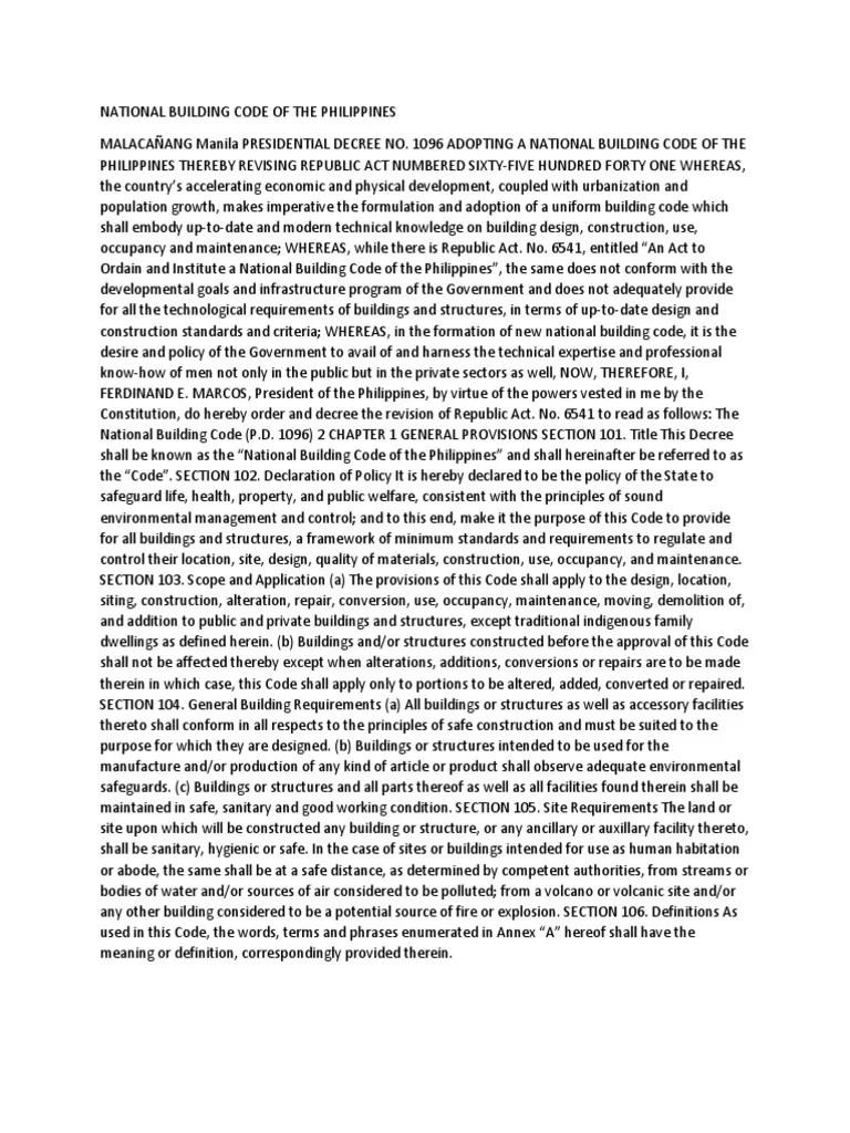 National Building Code of The Philippines Chapter 1 PDF Building Code Philippines